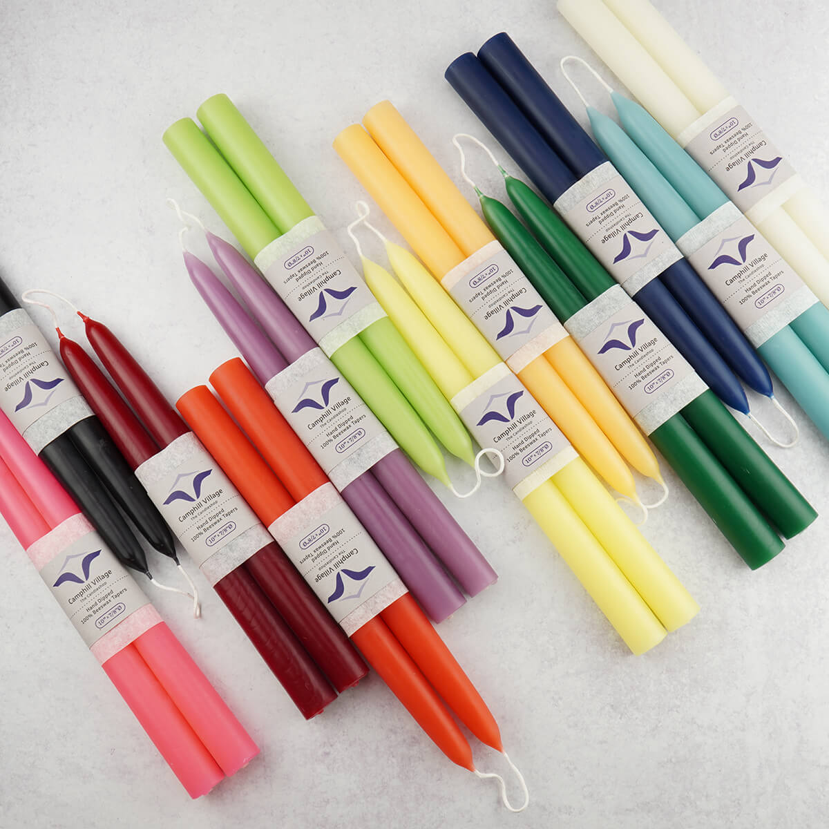 Natural beeswax looped taper candles all colors